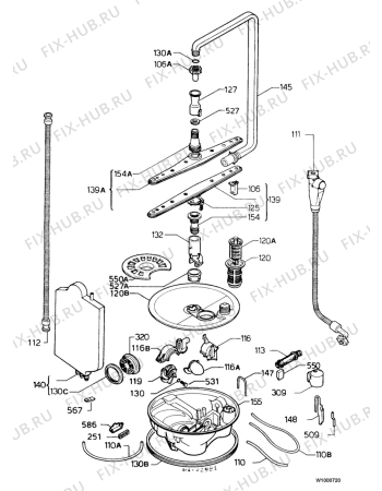 Взрыв-схема посудомоечной машины Zanussi ID4016N - Схема узла Water equipment
